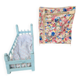 Set including bed, wardrobe and 5 doll clothes