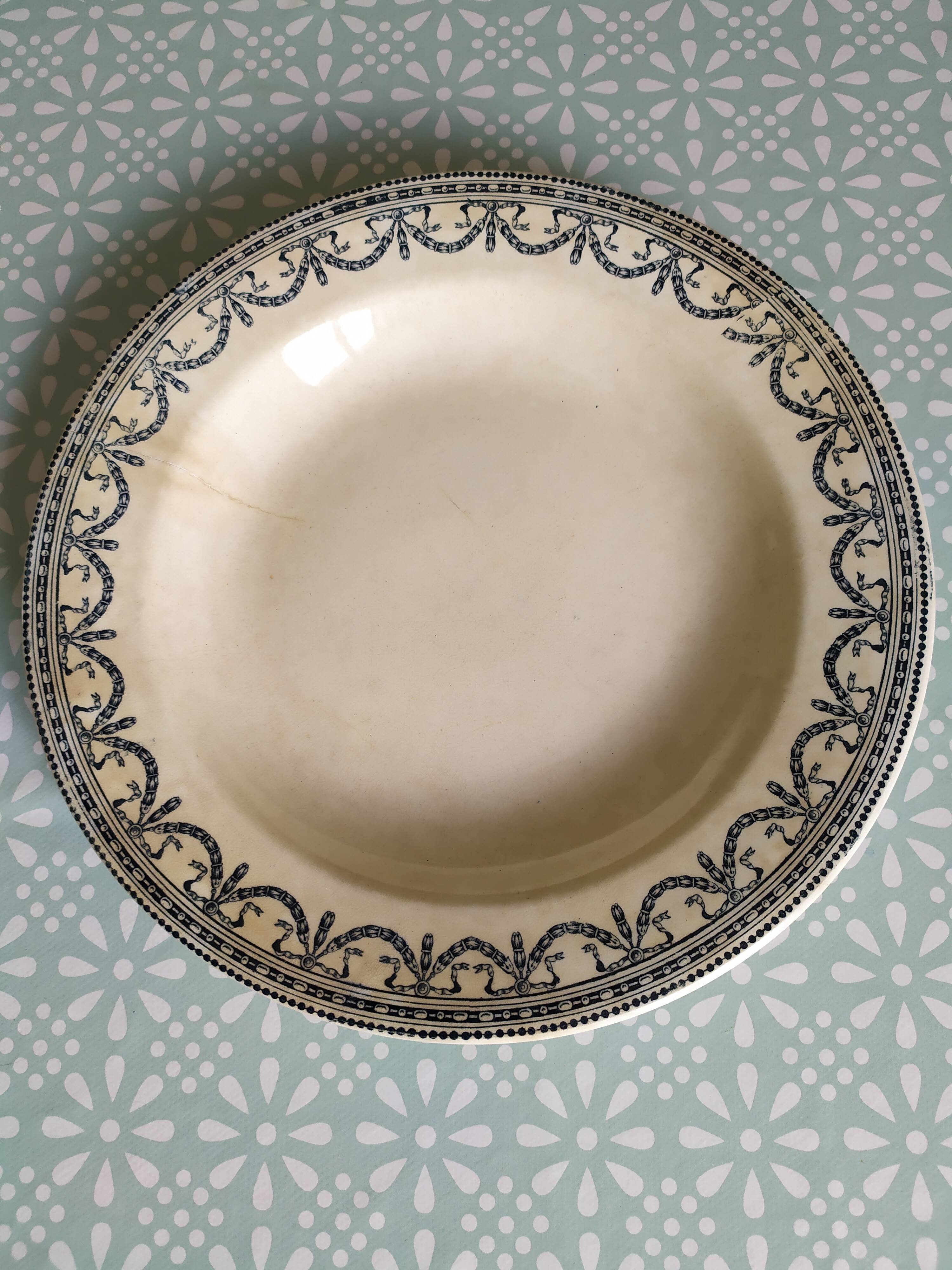 Set of 2 plates Terre de Fer Salins model garland louis XVI