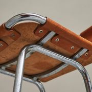 Set of 2 stools "Les Arcs" selected by Charlotte Perriand in leather.