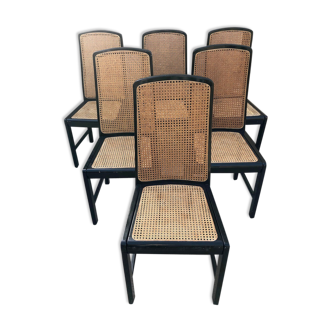Set de 6 chaises cannées design italien 1980
