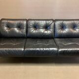 Sofa 5 places modular black leather design 1960