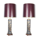 Set of 2 Chinese vintage table lamps with bamboo decor