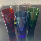 Set of 5 vintage multi-colored glasses