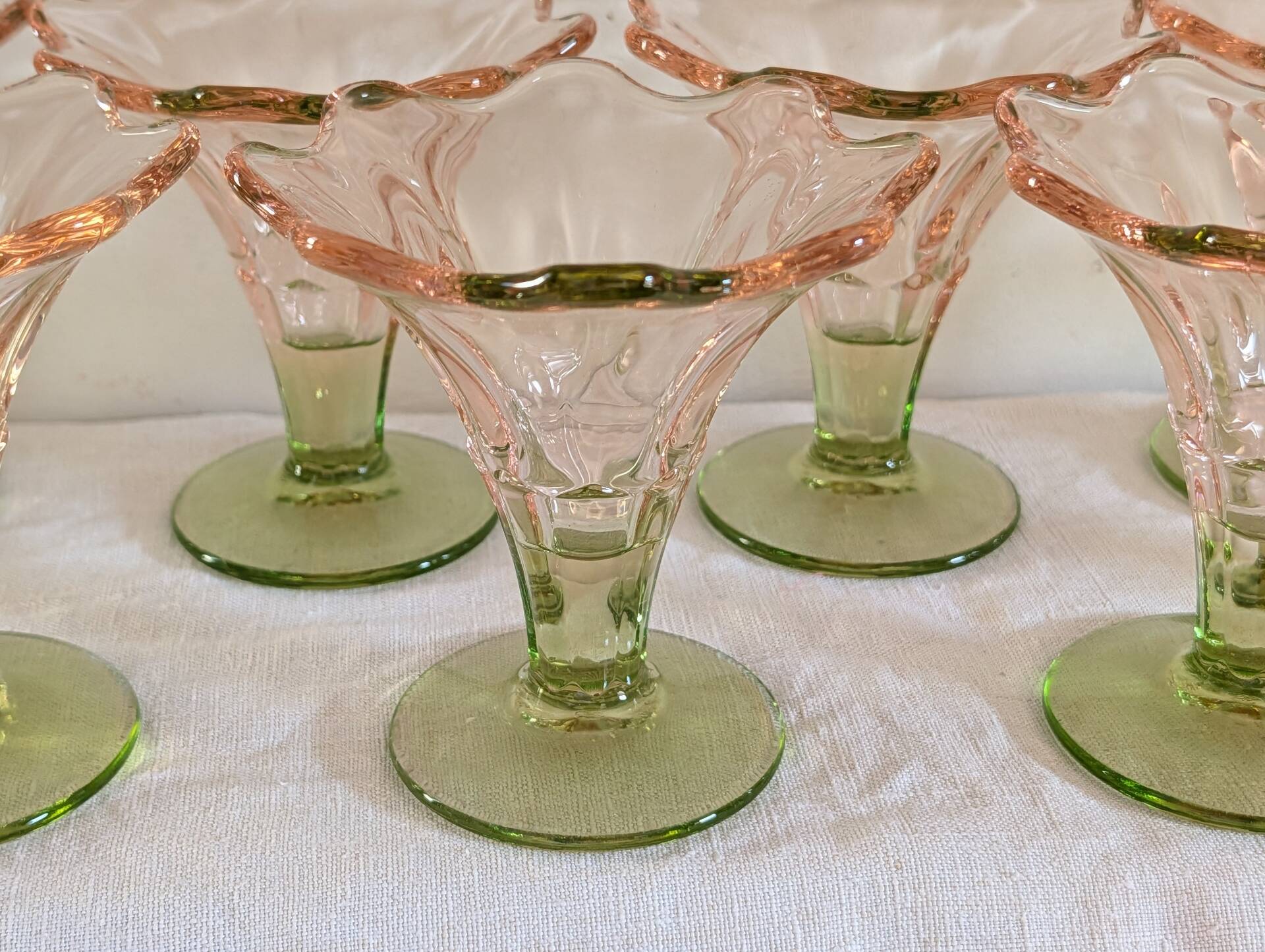 11 two-tone La Rochère cups, 1960s-70s