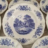 Set of 11 Sarreguemines soup plates Romantic blue model