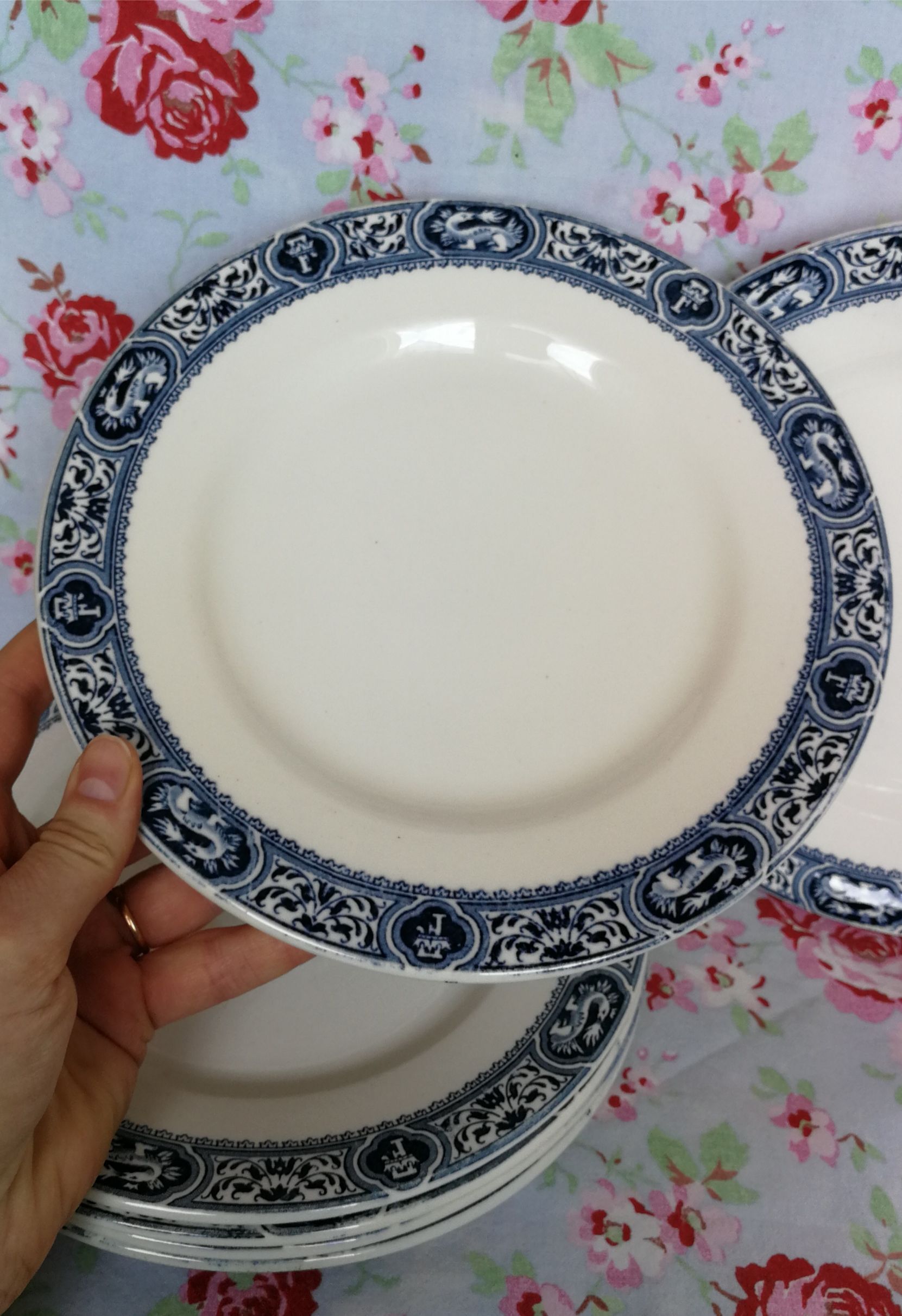 6 flat plates made of blue iron earth from Salins, François 1st