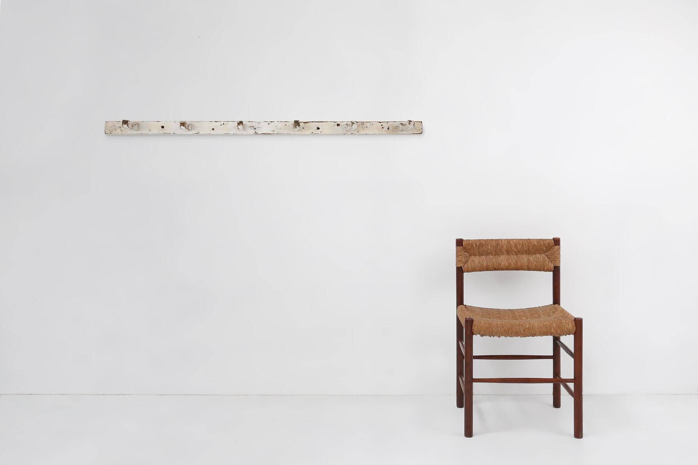 Industrial White Wall Mounted Coat Rack in Wood, Belgium, 1920s