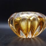 Murano Barovier Toso Ribbed Blown Glass Cup with Amber Color Inclusions