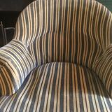 Pair of Original tapestry velvet stripe armchairs.