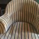 Pair of Original tapestry velvet stripe armchairs.