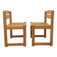 Pair of vintage sleigh chairs in beech wood and cane from the 70s