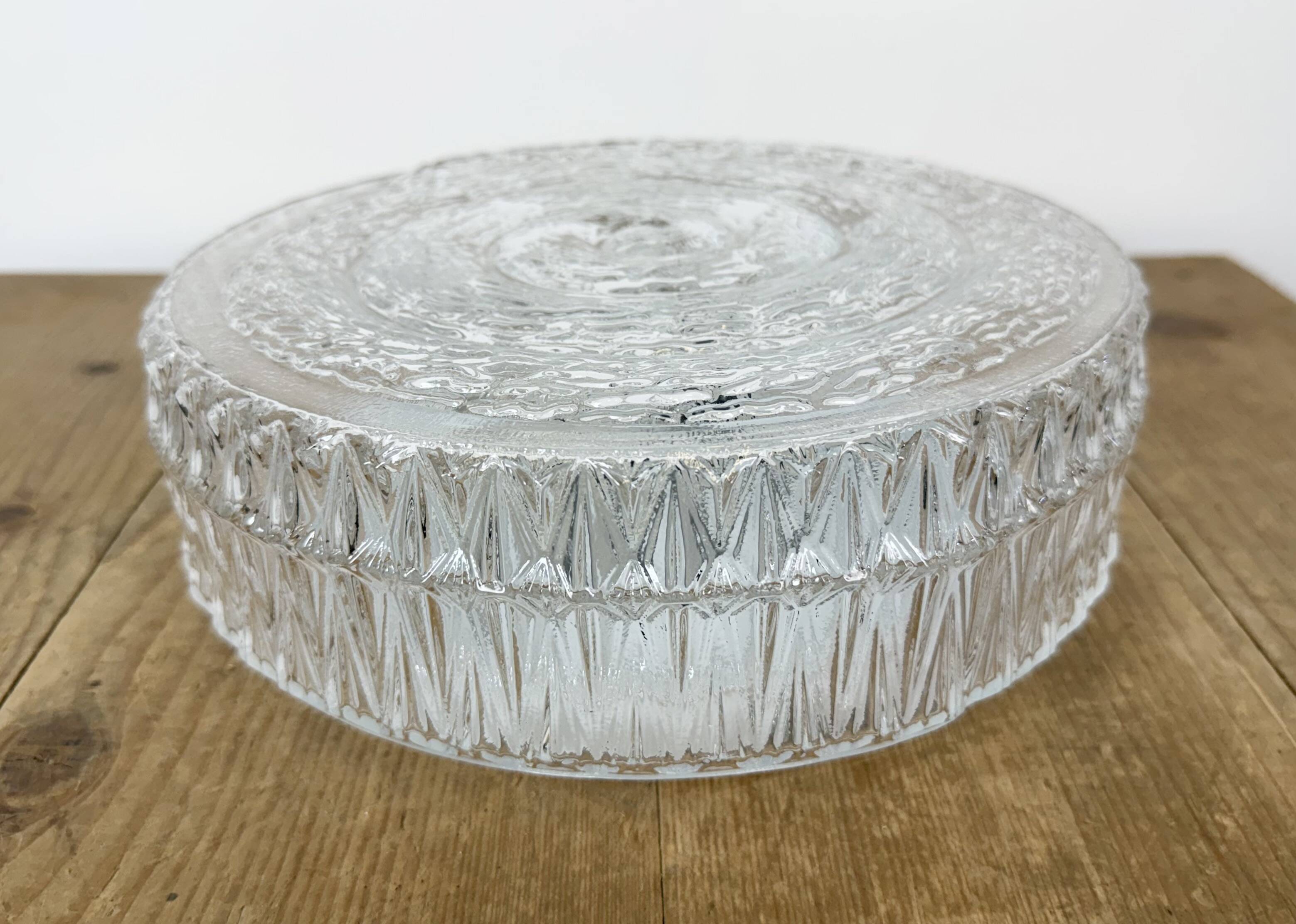Vintage Glass Wall or Ceiling Light, 1970s
