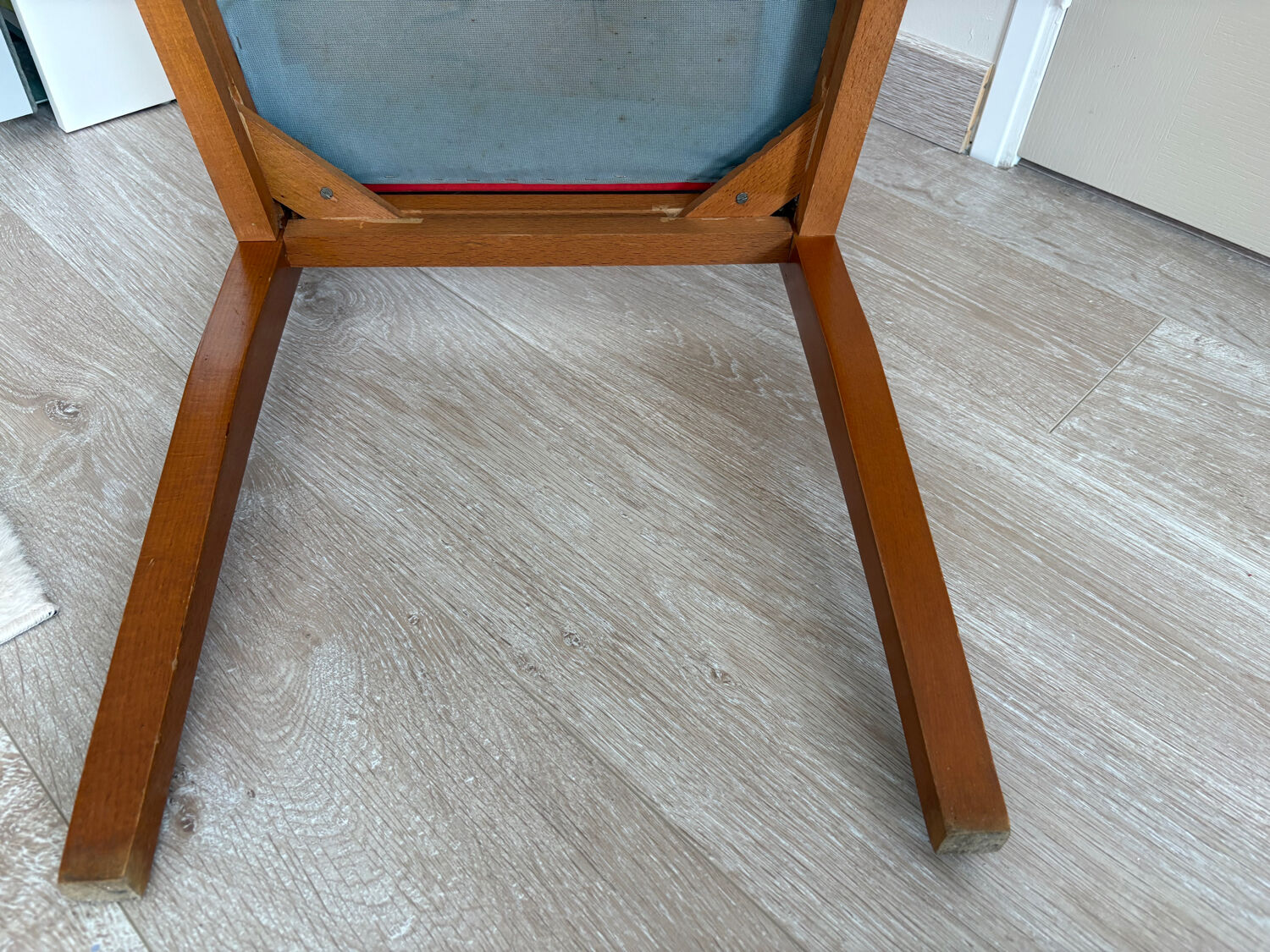 Bridge Vintage Armchair – Curved Design & Red Vinyl – 1950