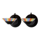 Set of 2 Vintage Murano Glass Wall Lamps with Multicolor Striped Shades and Matte Black Holders