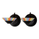 Set of 2 Vintage Murano Glass Wall Lamps with Multicolor Striped Shades and Matte Black Holders