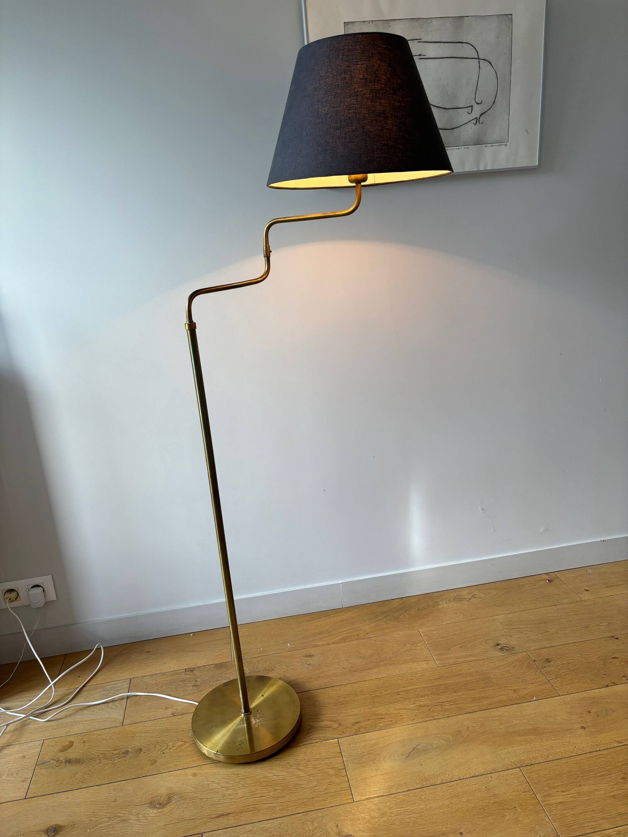 articulated brass floor lamp - Sweden 50s/60s
