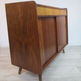 German walnut veneer shoe cabinet, 1960boi