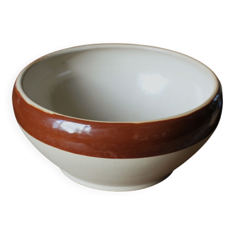 Vintage two-tone glazed stoneware salad bowl Digoin