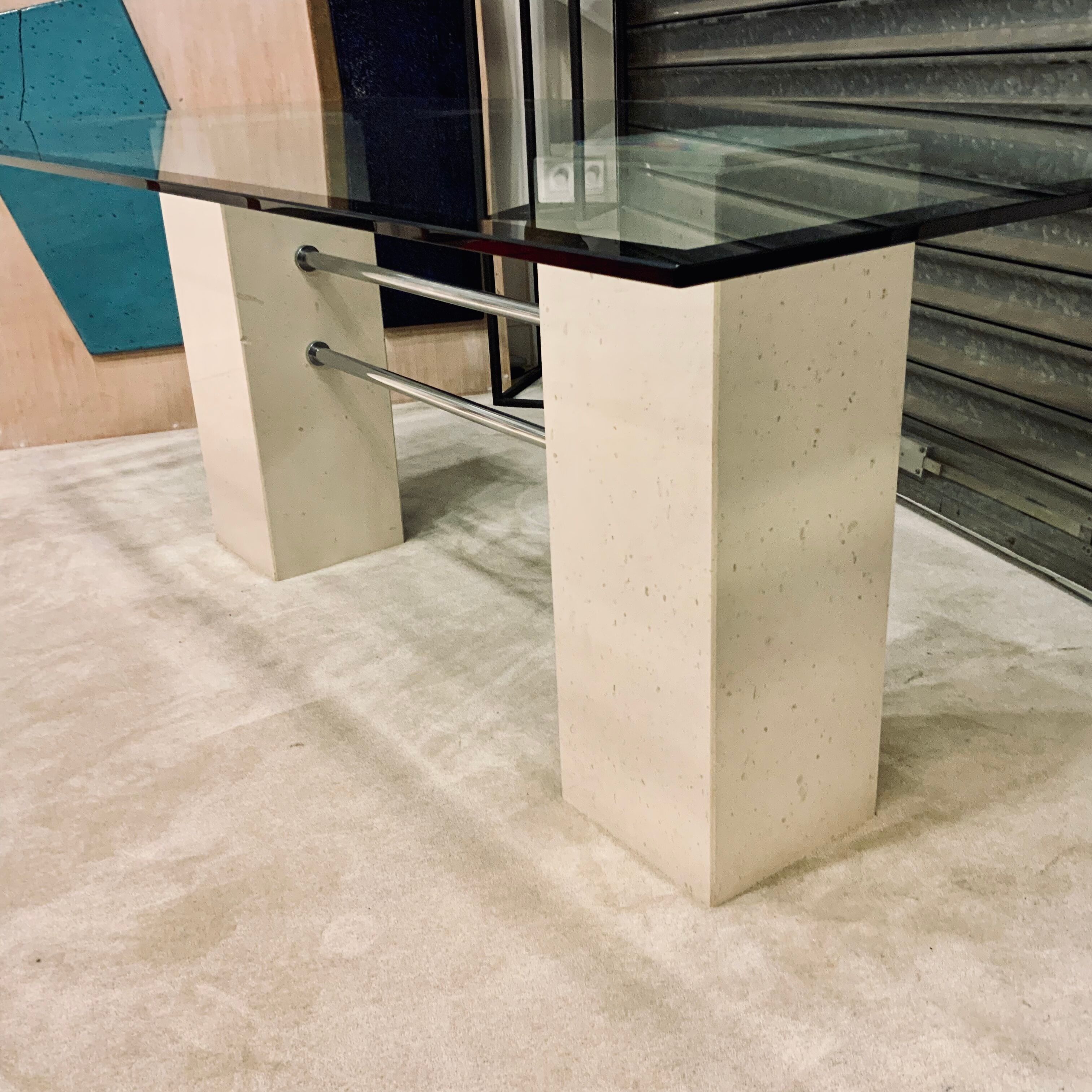 Dining table 1970/80 in travertine