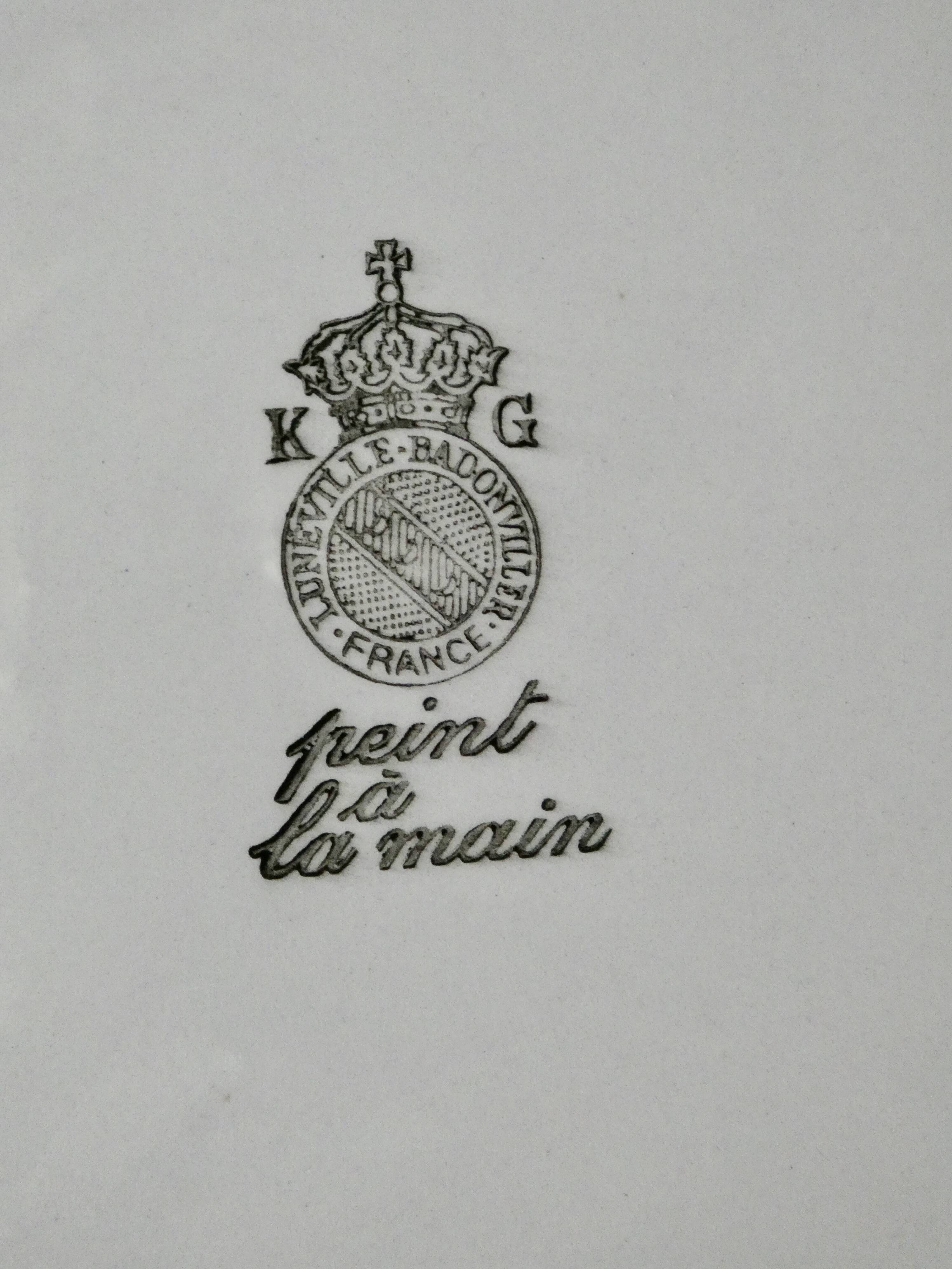 Lot of 6 plates KG Lunéville Badonviller, hand-painted, 60s