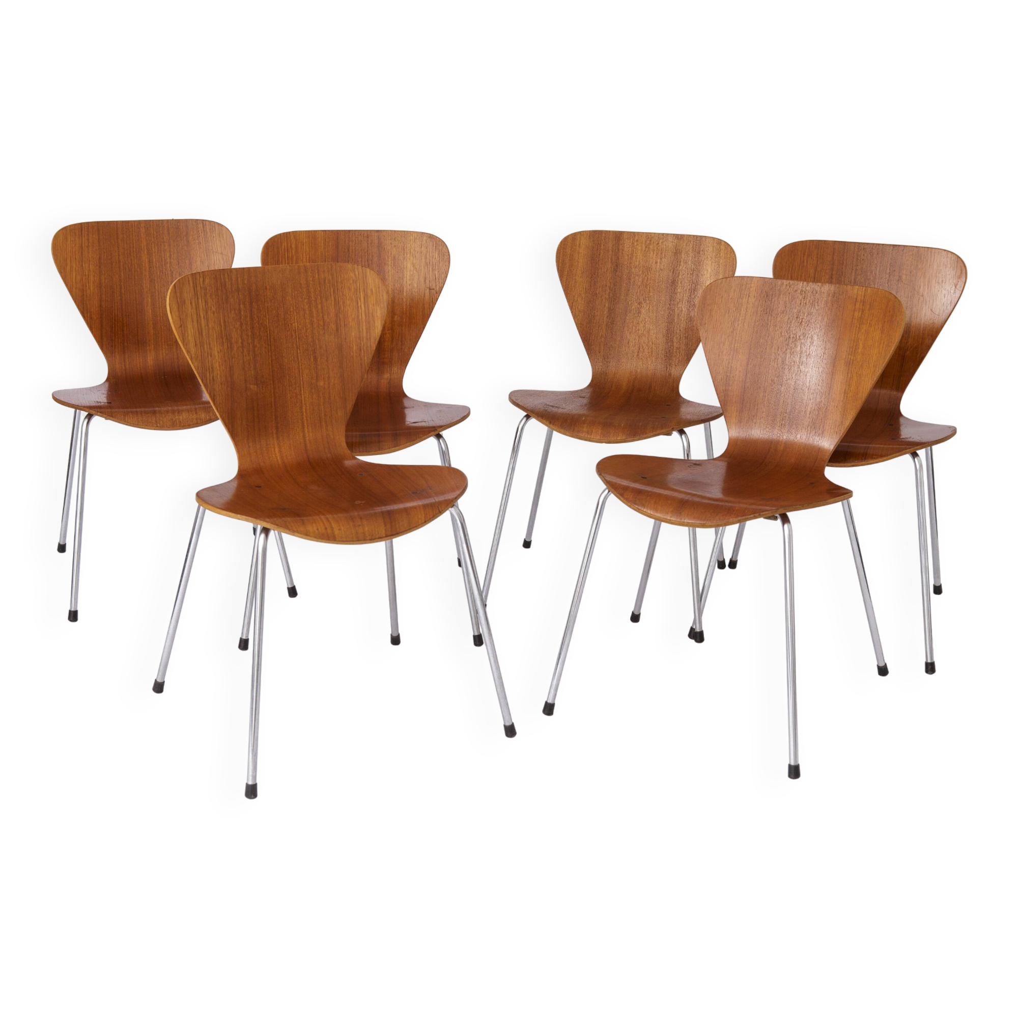 Set of 6 Vintage Stacking Chairs, 1960s, Teak - German Design