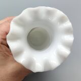 Pair of small antique white opaline fairground vases, vintage, french