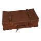 Vintage suitcase 1960 havana gold leather with bellows