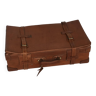 Vintage suitcase 1960 havana gold leather with bellows