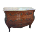Curved Louis XV style commode with marquetry, opening with three drawers.