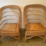 Paire de fauteuils en osier, 1960