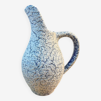 White and blue crisped ceramic pitcher