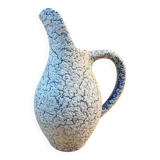 White and blue crisped ceramic pitcher