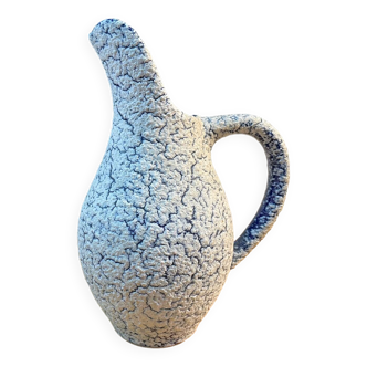 White and blue crisped ceramic pitcher