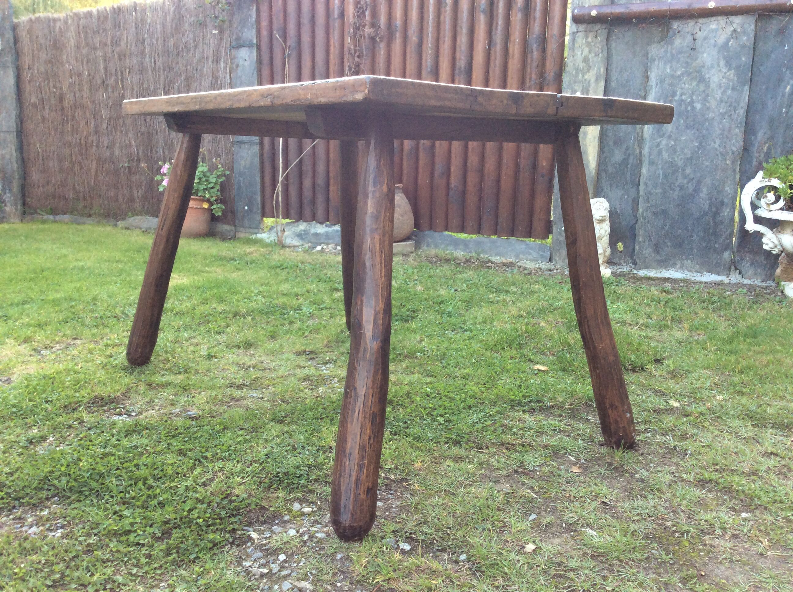 Brutalist vintage table in solid oak