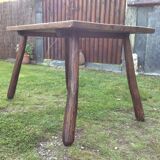 Brutalist vintage table in solid oak