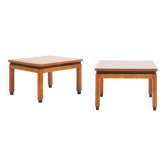 Set of 2 minimalistic MDK Belgium side tables in teak, ca. 1960