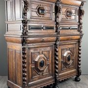 Antique carved wooden buffet in Renaissance style, late 18th / early 19th century.