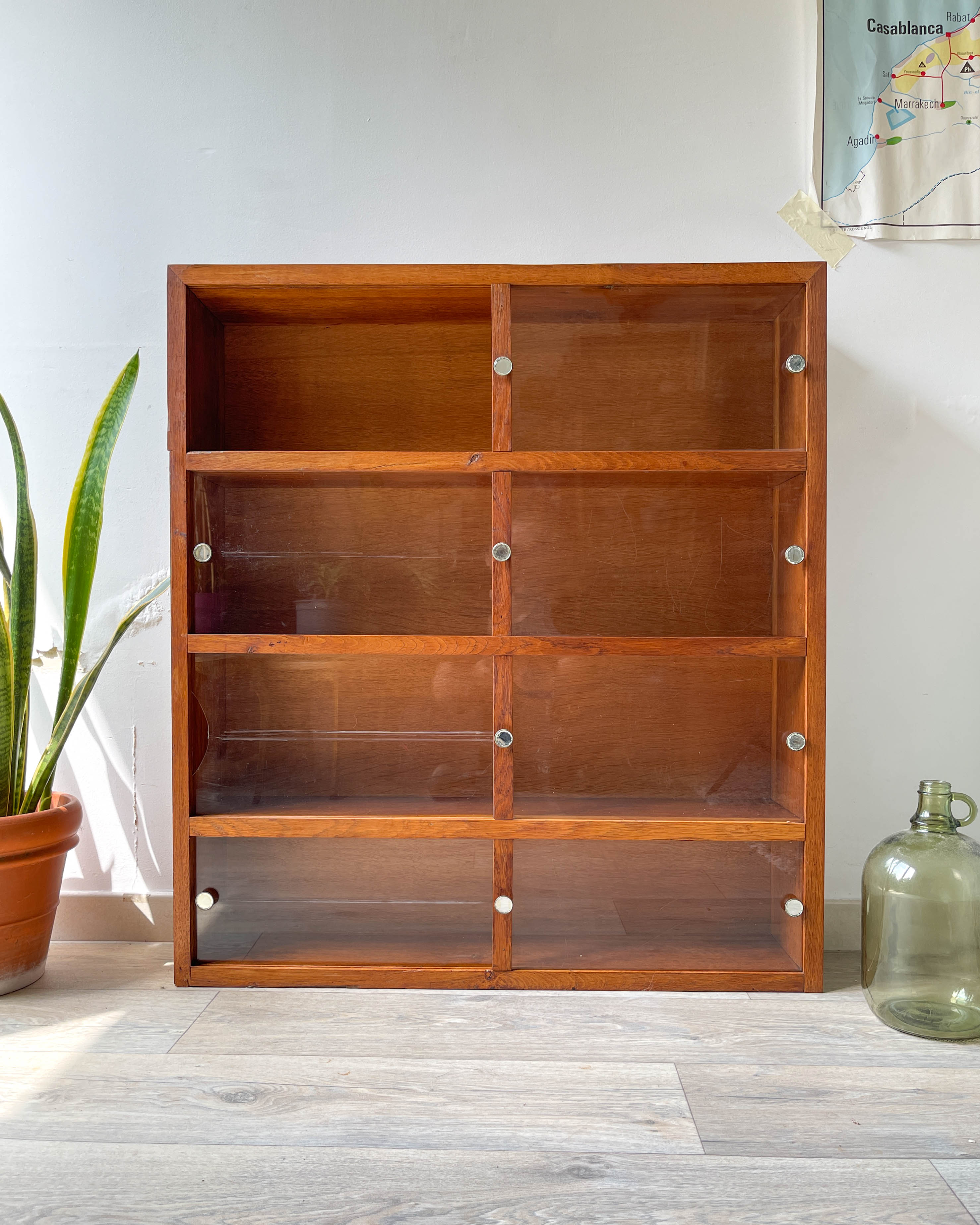 Vintage oak wall display case