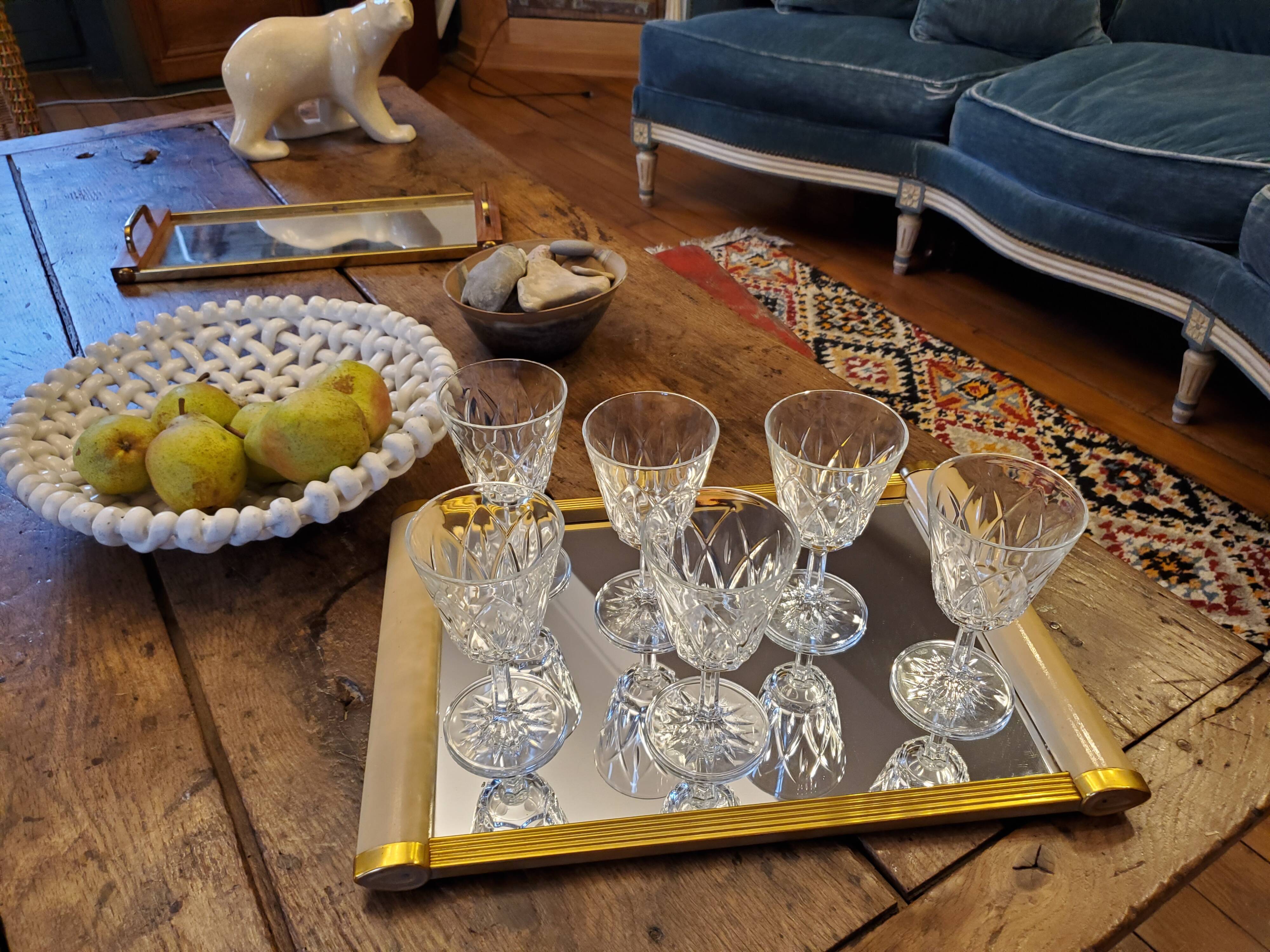 6 glasses on foot 70's