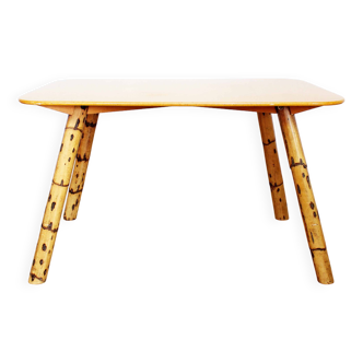 Rattan and compressed wood coffee table 1970