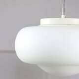 Mid-century italian chrome and opaline pendant lamp