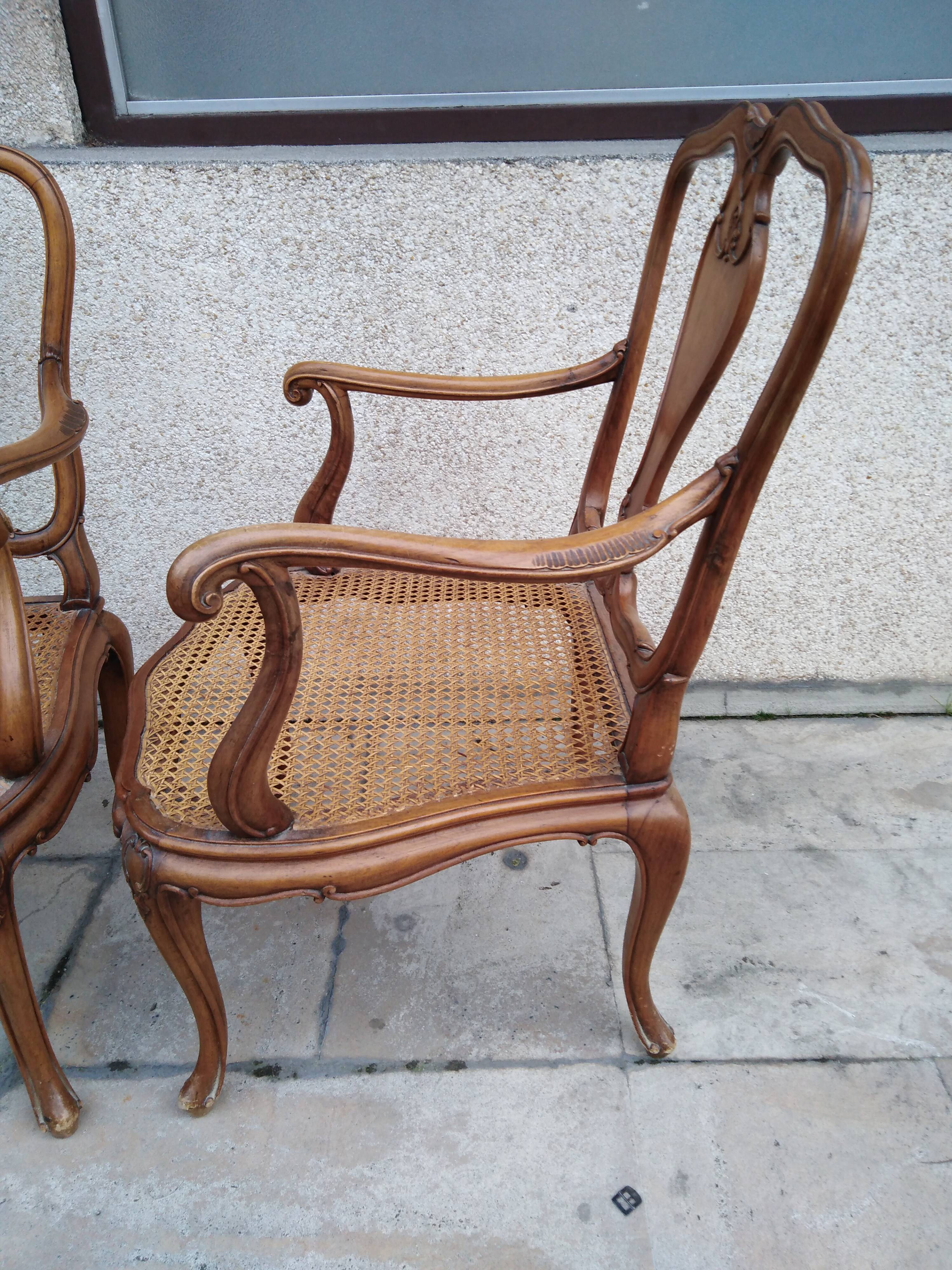 Pair of English armchairs sitting canne