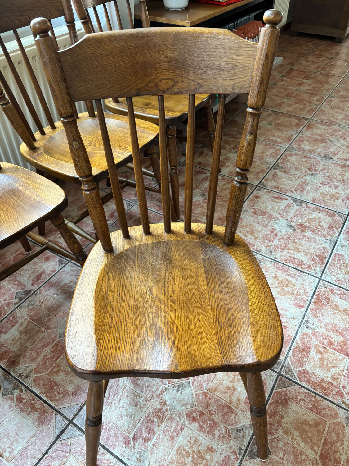 2 solid oak chairs