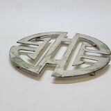 Old silver metal trivet chinese symbol longevity