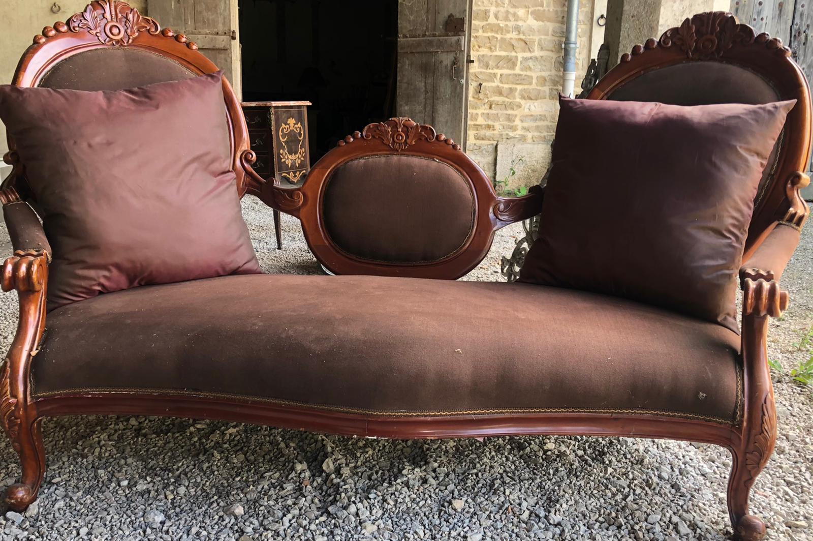 Tinted wooden sofa and fabric