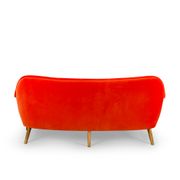 Reupholstered Midcentury Velvet Orange 3-Seat Sofa from CFC Silkeborg, 1960s