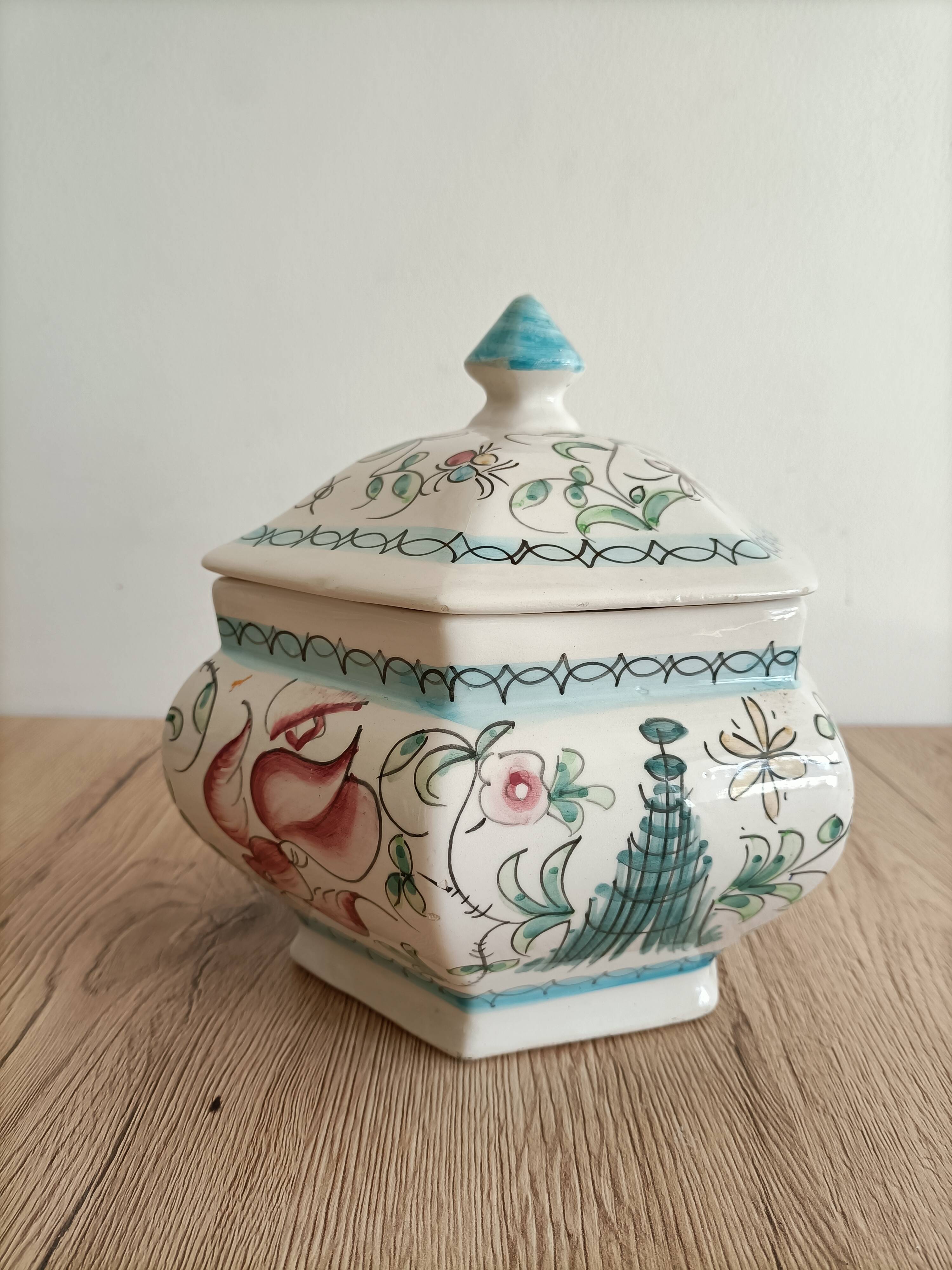 Hexagonal ceramic candy box or empty pocket