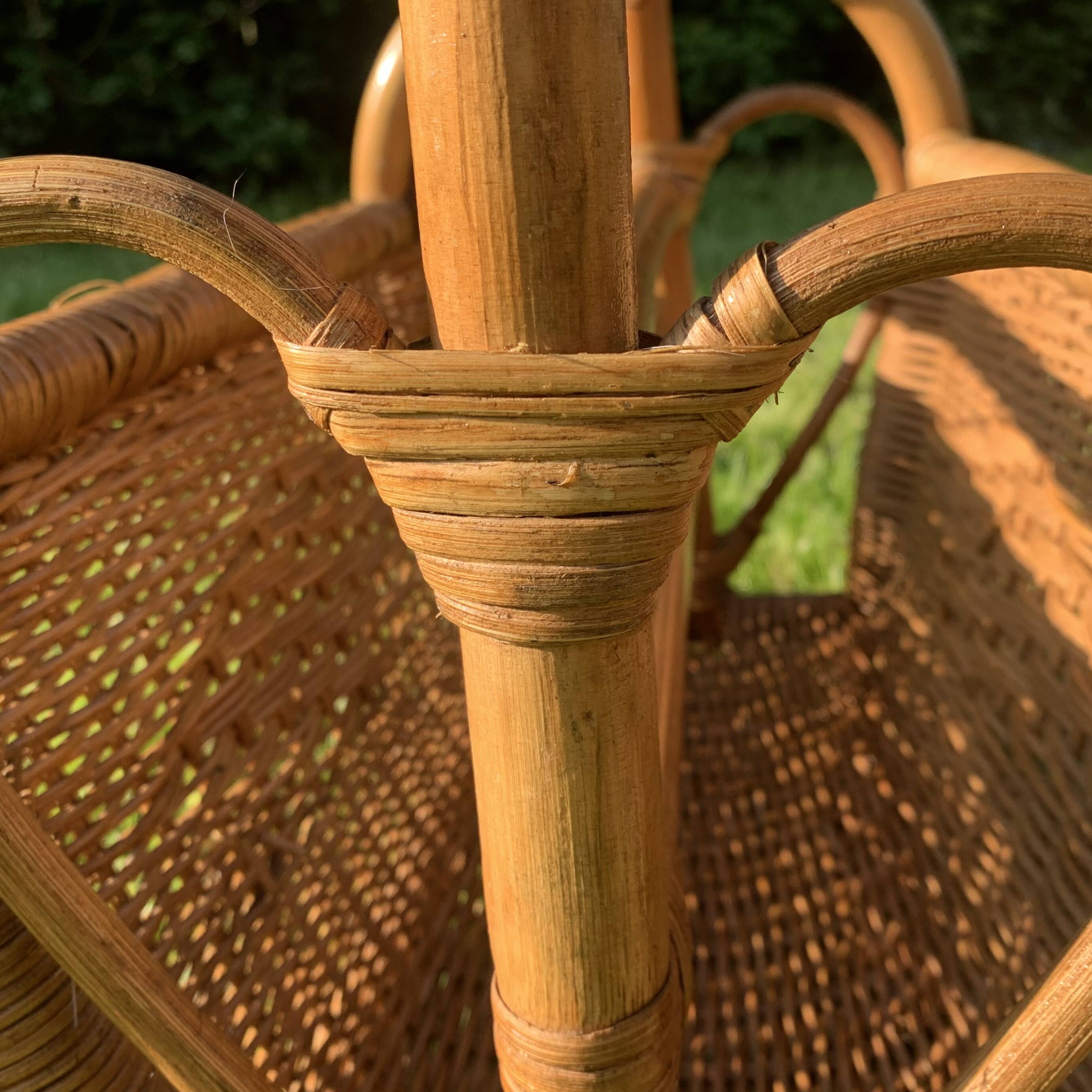 Vintage wicker and bamboo magazine rack
