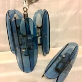 Lustre et applique en verre bleu