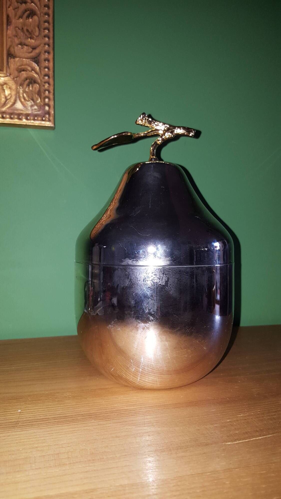 Vintage pear ice bucket in silver plated metal (silver plate)